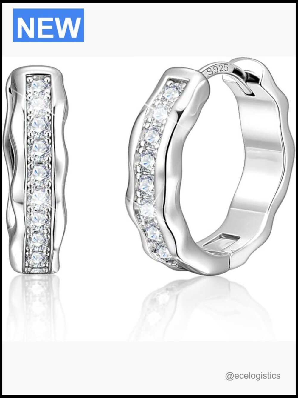 Chunky Cubic Zirconia Twisted Hoop Earrings Huggie